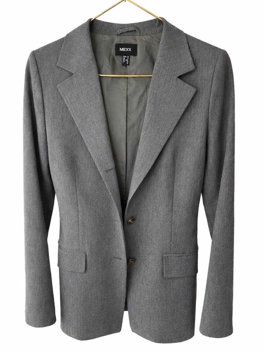 MEXX Structured Charcoal Blazer Tailored Classic Office Quiet Luxury Sz 36 S